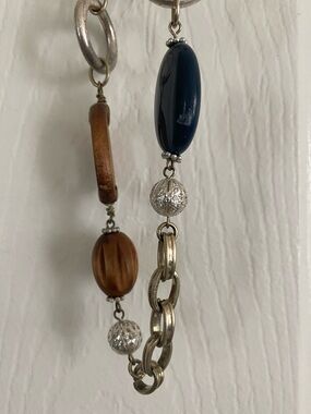 Lia Sophia Brown and Blue Beaded Long Necklace